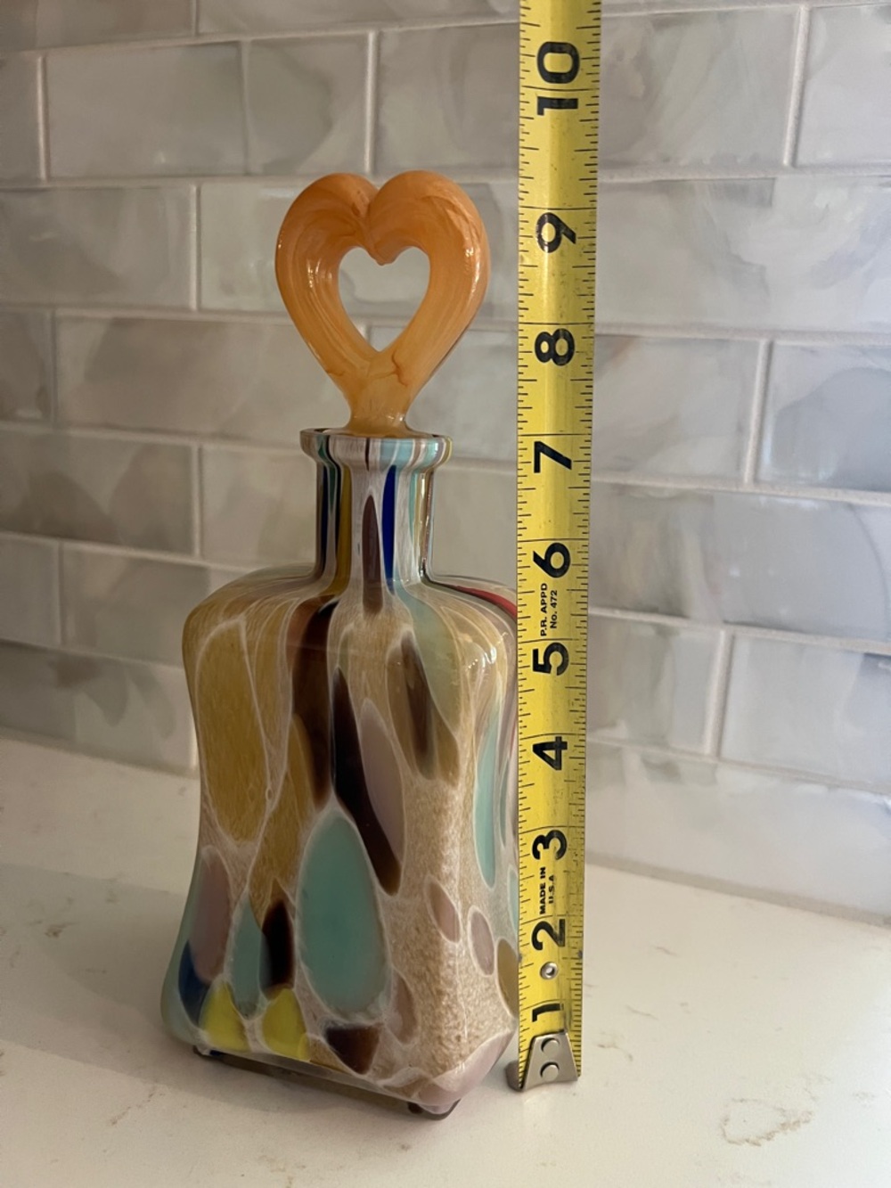 Vintage Maestri Vetrai Art Glass Decanter Heart Stopper Italy Colorful Swirl - Picture 13 of 13